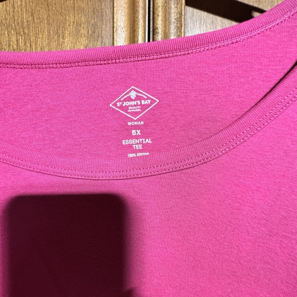 NWT St Johns Bay Size 5x Essential Tee Pink Blue T-Shirt Long Sleeve100%cotton - Picture 2 of 4